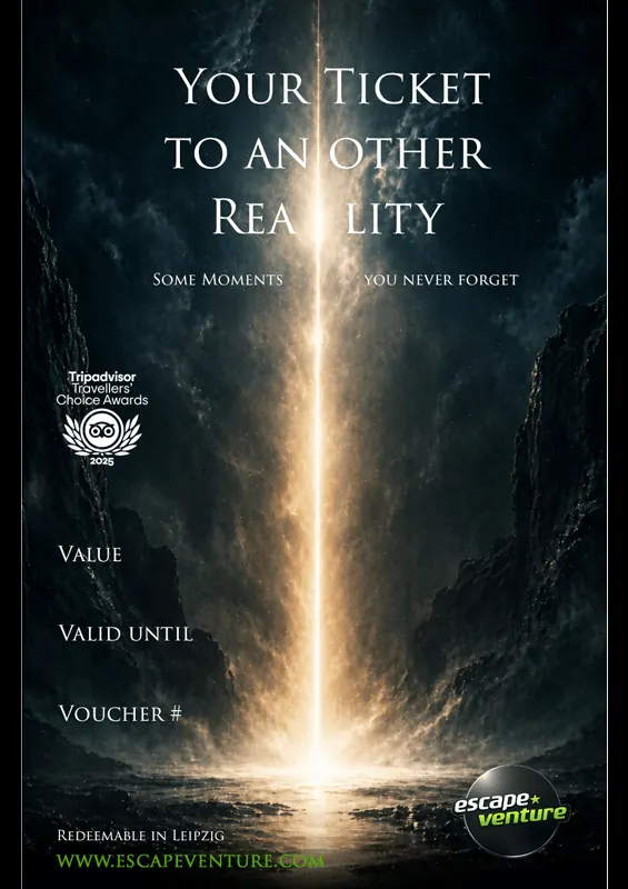 EscapeVenture Leipzig gift voucher in ticket design